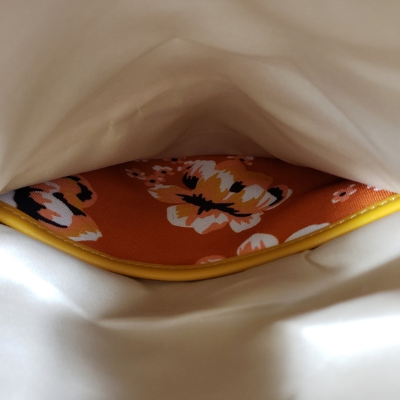 Rachel Pally Zahara Orange Reversible Floral Print Faux Leather Clutch Bag Purse - Picture 7 of 12